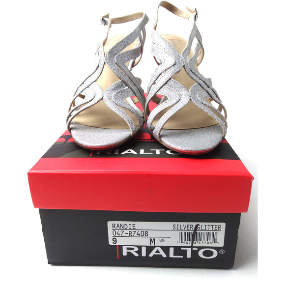 Rialto Randie Evening Dress Sandals Silver 9M - Picture 2 of 8